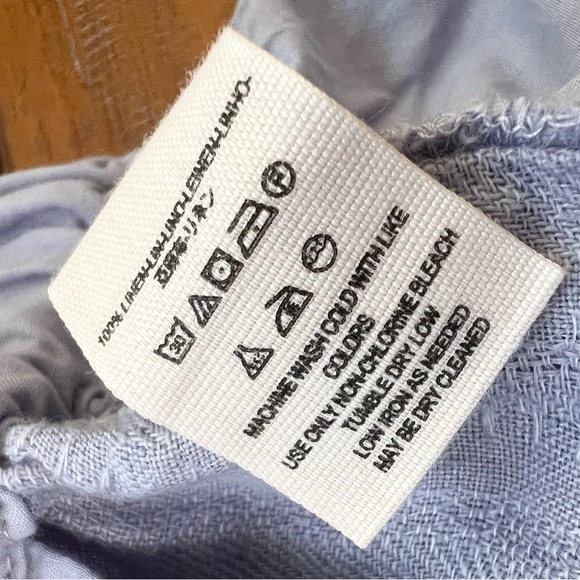 Free People Only Over You Linen Pant in Blue Pearl Tie Bag Waist Straight Leg - Picture 14 of 14